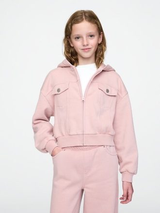 Sudadera con capucha y cremallera corta VintageSoft para niños