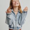 Sudadera con capucha y cremallera de mezclilla de punto para niños Sudadera con capucha y cremallera de mezclilla de punto para niños