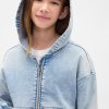 Sudadera con capucha y cremallera de mezclilla de punto para niños Sudadera con capucha y cremallera de mezclilla de punto para niños