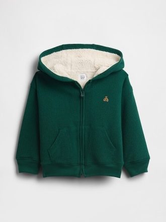 Sudadera térmica con cremallera y forro de sherpa para bebés y niños pequeños