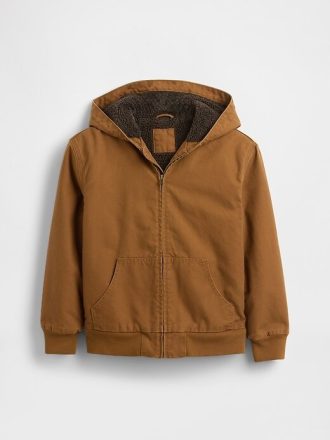 Sudadera vaquera con capucha de lona y forro de sherpa para niños