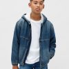 Sudadera vaquera con capucha y forro de sherpa para niños Sudadera vaquera con capucha y forro de sherpa para niños