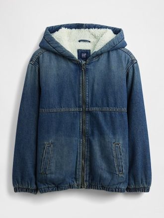 Sudadera vaquera con capucha y forro de sherpa para niños