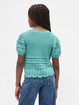 Suéter festoneado de punto mixto para niños