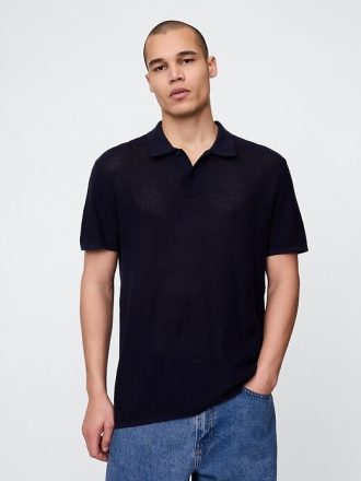 Suéter polo de crochet texturizado