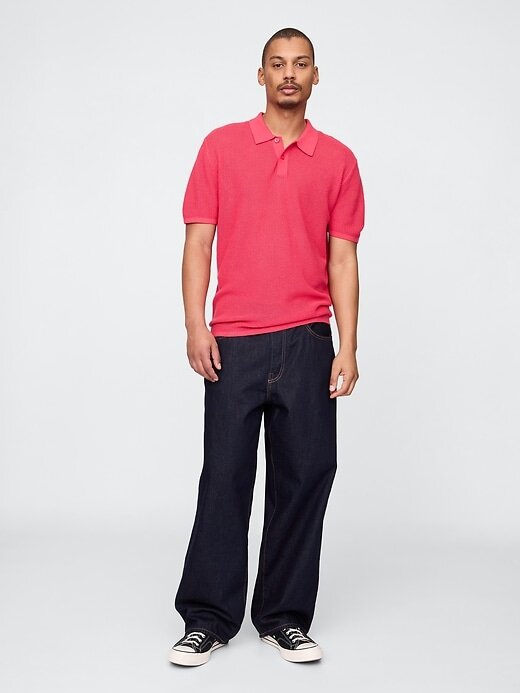 Suéter polo de crochet texturizado Suéter polo de crochet texturizado