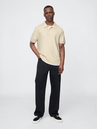 Suéter polo de crochet texturizado
