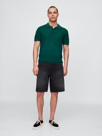 Suéter polo de crochet texturizado