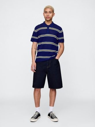 Suéter polo de crochet texturizado