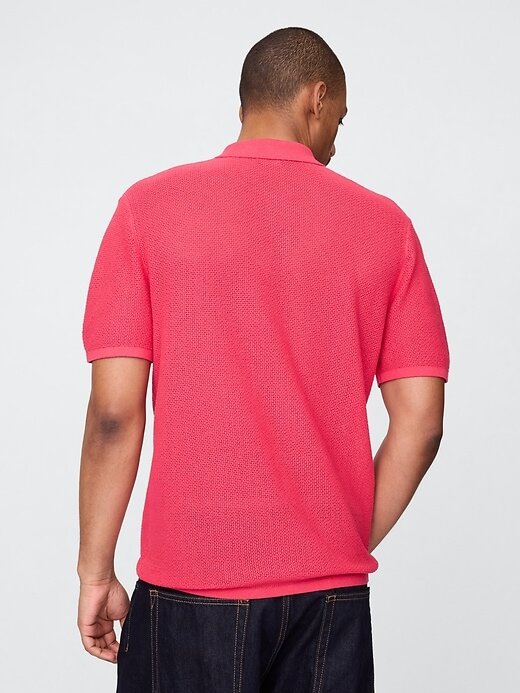 Suéter polo de crochet texturizado Suéter polo de crochet texturizado