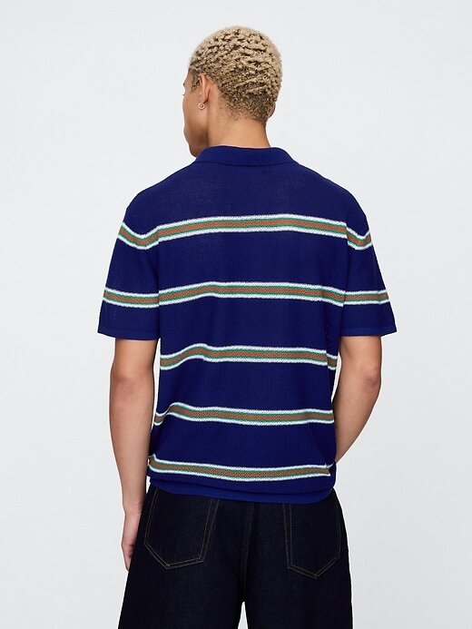 Suéter polo de crochet texturizado Suéter polo de crochet texturizado