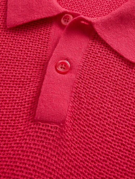 Suéter polo de crochet texturizado Suéter polo de crochet texturizado