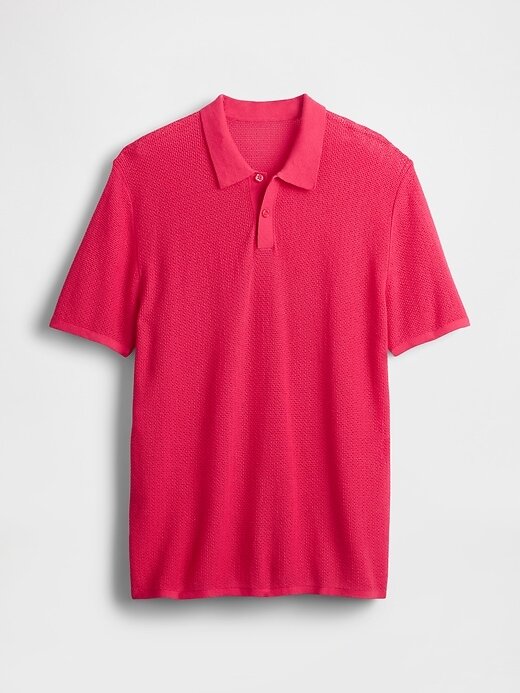 Suéter polo de crochet texturizado Suéter polo de crochet texturizado