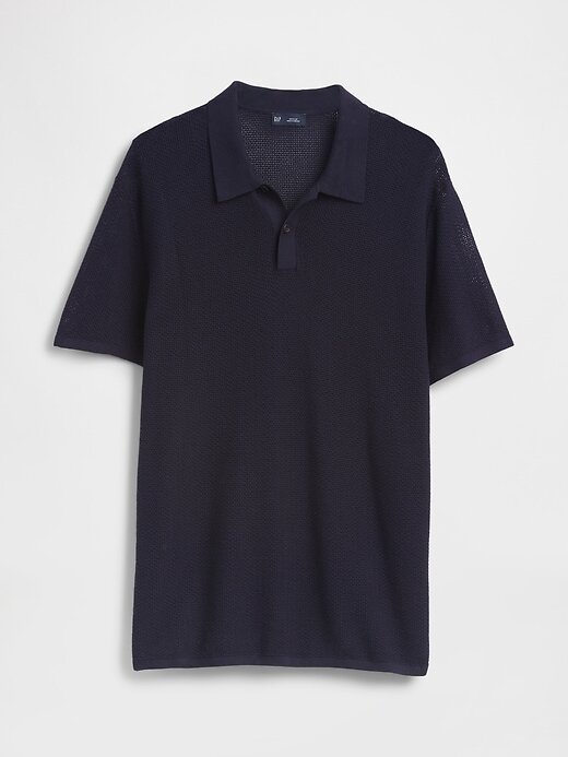 Suéter polo de crochet texturizado Suéter polo de crochet texturizado