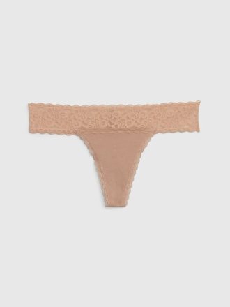 Tanga de algodón orgánico elástico con ribete de encaje Tanga de algodón orgánico elástico con ribete de encaje
