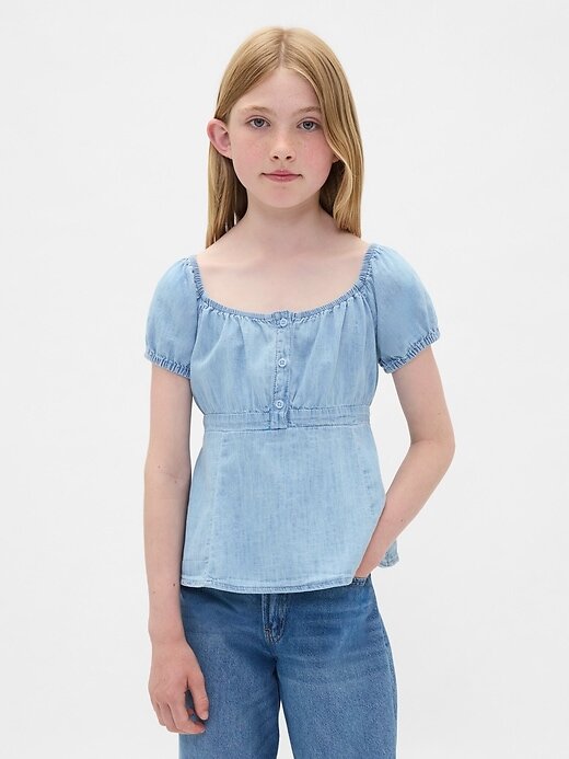 Top babydoll de mezclilla para niños Top babydoll de mezclilla para niños