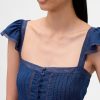 Top corto con peplum de gasa y volantes de encaje Top corto con peplum de gasa y volantes de encaje