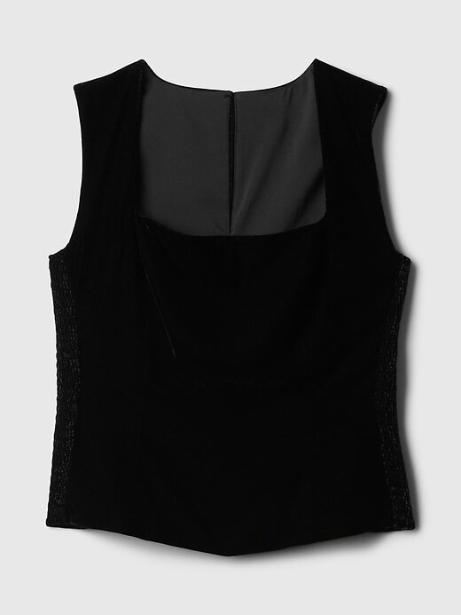 Top corto de cuello cuadrado de terciopelo reciclado Top corto de cuello cuadrado de terciopelo reciclado