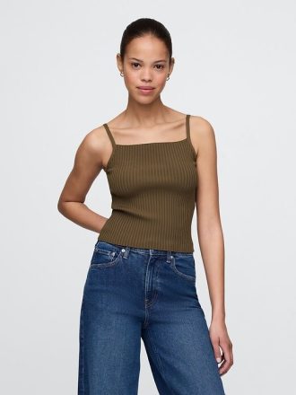 Top corto sin mangas con cuello de canalé