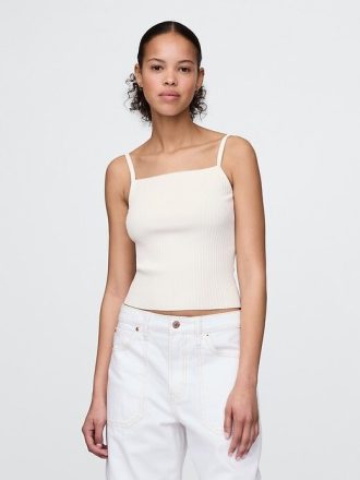 Top corto sin mangas con cuello de canalé