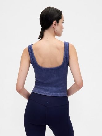 Top corto sin mangas de canalé sin costuras GapFit