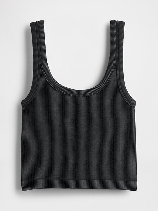 Top corto sin mangas de canalé sin costuras GapFit Top corto sin mangas de canalé sin costuras GapFit