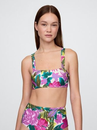 Top de bikini bandeau con bloques de color
