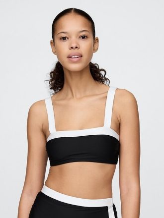 Top de bikini bandeau con bloques de color