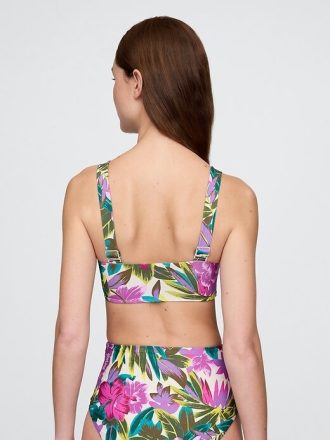 Top de bikini bandeau con bloques de color