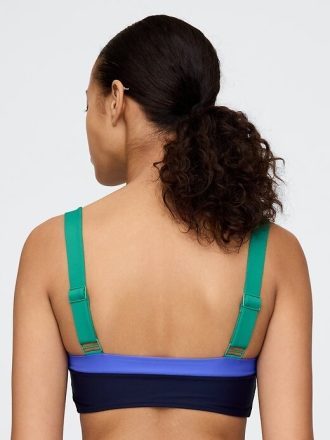 Top de bikini bandeau con bloques de color