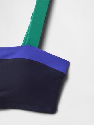 Top de bikini bandeau con bloques de color