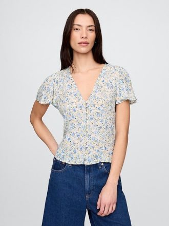 Top de crepé con mangas onduladas