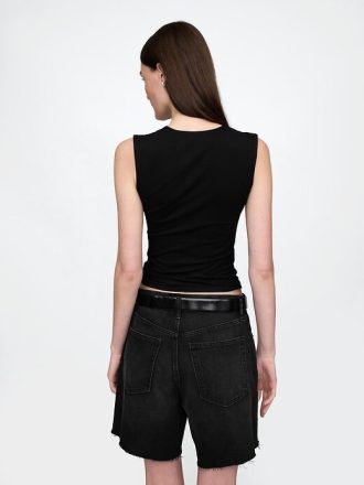 Top de cuello cuadrado de jersey de punto cerrado