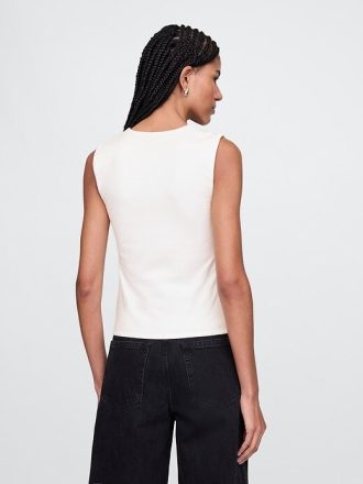 Top de cuello cuadrado de jersey de punto cerrado
