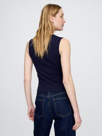 Top de cuello cuadrado de jersey de punto cerrado