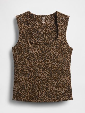 Top de cuello cuadrado de jersey de punto cerrado