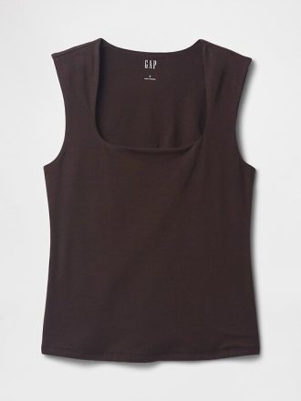 Top de cuello cuadrado de jersey de punto cerrado