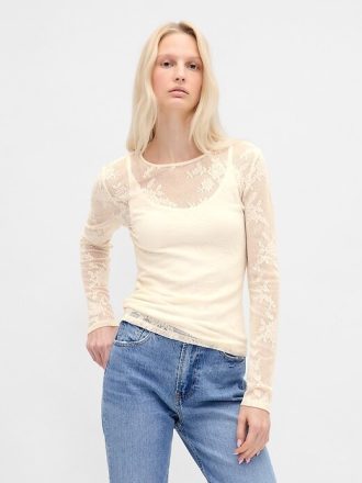 Top de encaje transparente