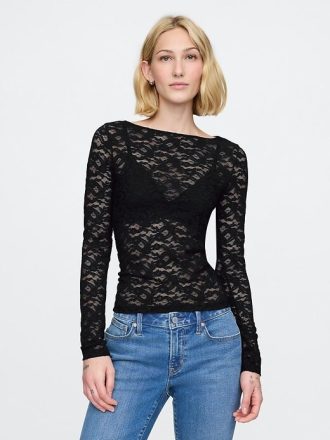Top de encaje transparente