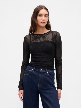 Top de encaje transparente