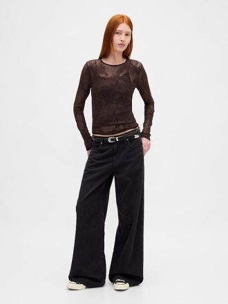 Top de encaje transparente