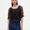 Top de tul transparente bordado Top de tul transparente bordado