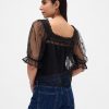Top de tul transparente bordado Top de tul transparente bordado