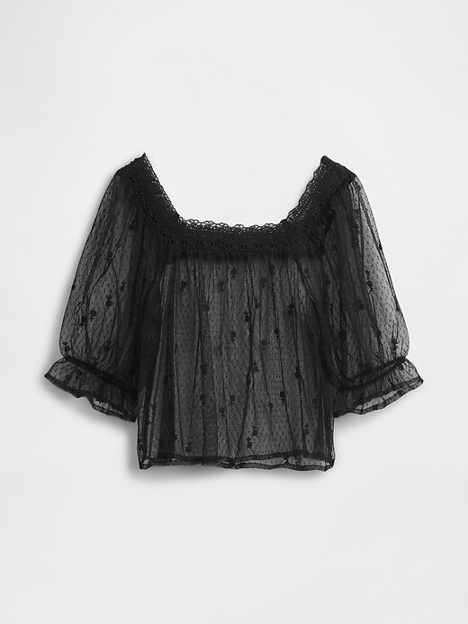 Top de tul transparente bordado Top de tul transparente bordado
