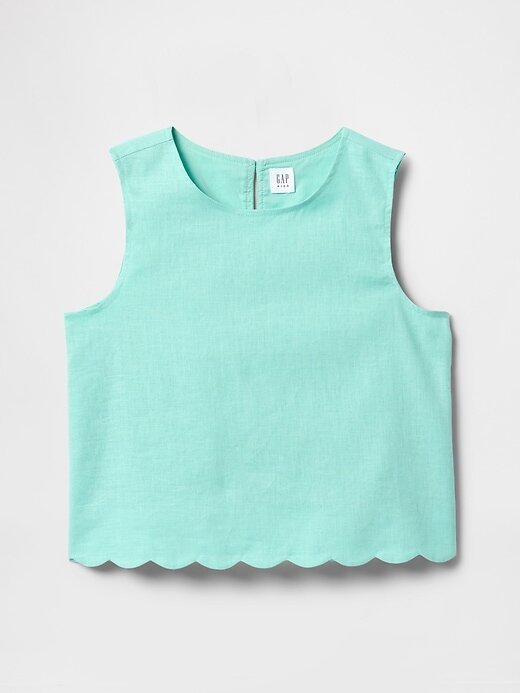 Top festoneado de lino y algodón para niños Top festoneado de lino y algodón para niños