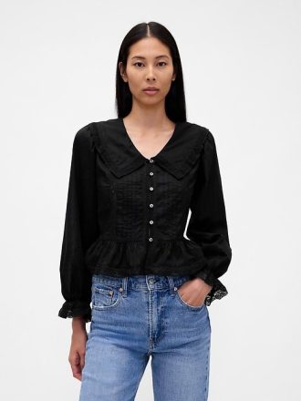 Top peplum con cuello en V