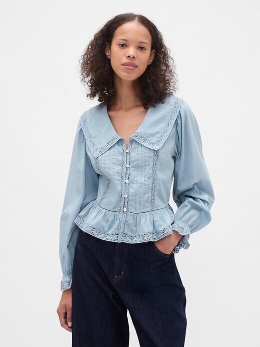 Top peplum con cuello en V Top peplum con cuello en V