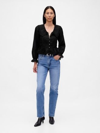 Top peplum con cuello en V