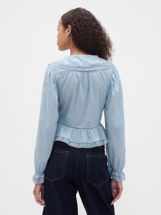 Top peplum con cuello en V