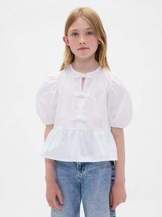 Top peplum con mangas abullonadas para niños